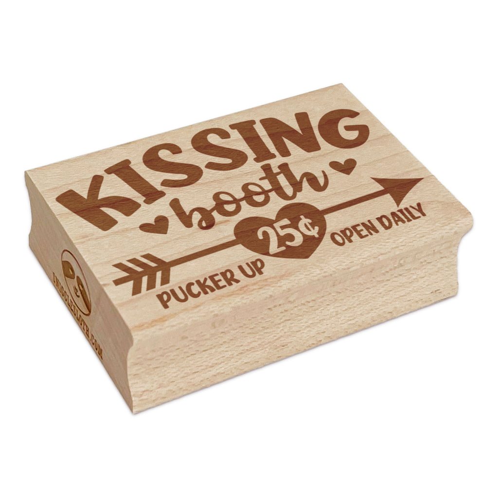 Kissing Booth Valentine's Day Rectangle Rubber Stamp for Stamping Crafting
