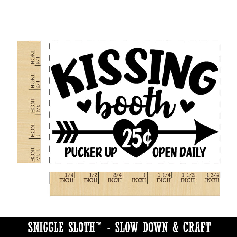 Kissing Booth Valentine's Day Rectangle Rubber Stamp for Stamping Crafting