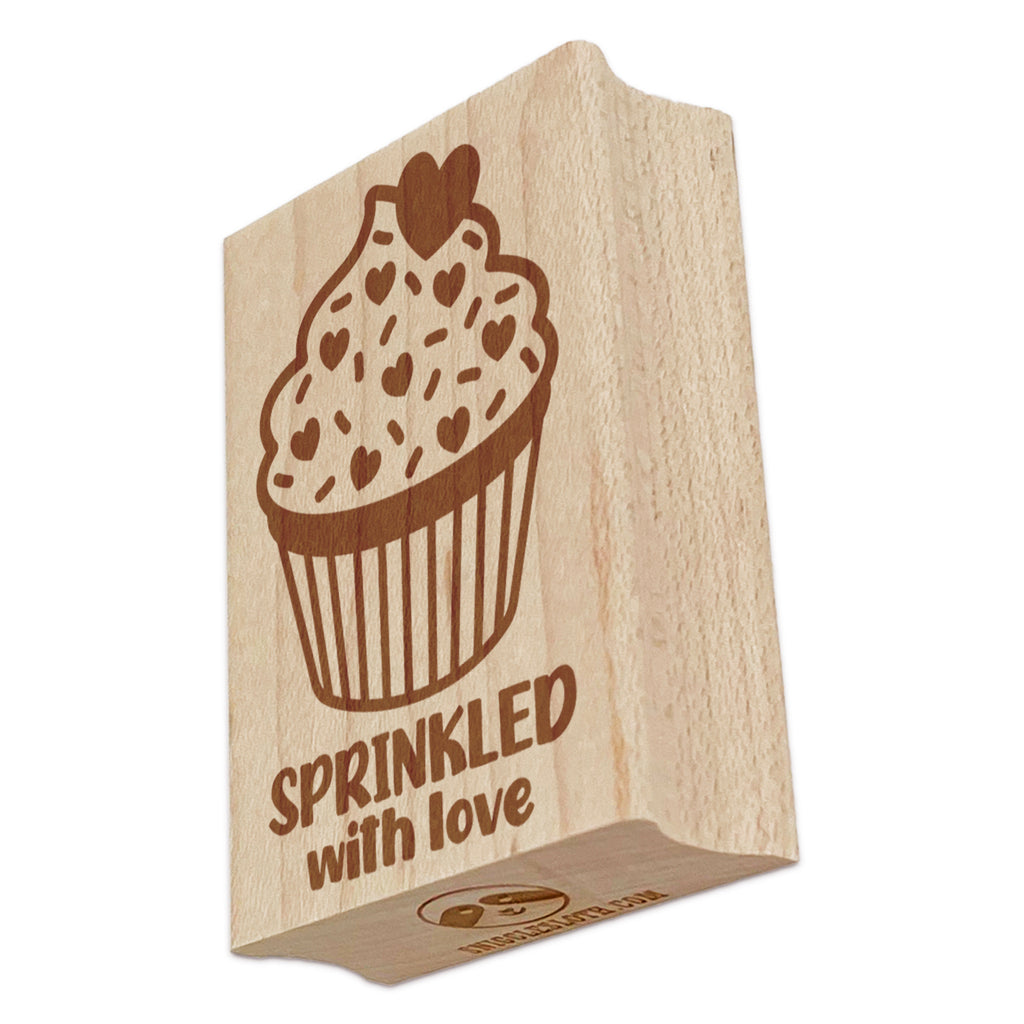 Valentine Heart Sprinkle Cupcake Valentine's Day Rectangle Rubber Stamp for Stamping Crafting