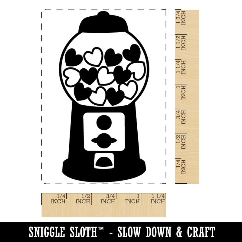 Valentine's Heart Gumball Machine Valentine's Day Rectangle Rubber Stamp for Stamping Crafting