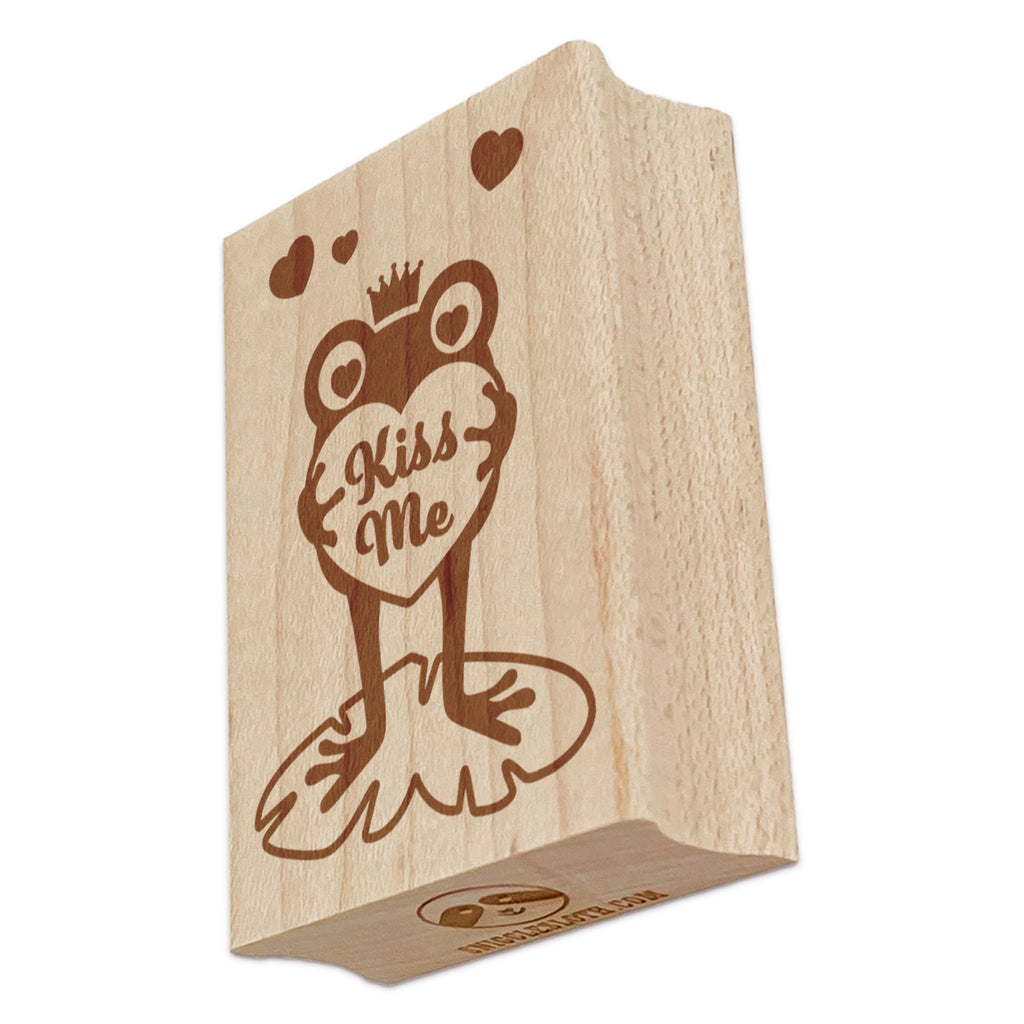 Frog Prince Kiss Me Conversation Heart Valentine's Day Rectangle Rubber Stamp for Stamping Crafting