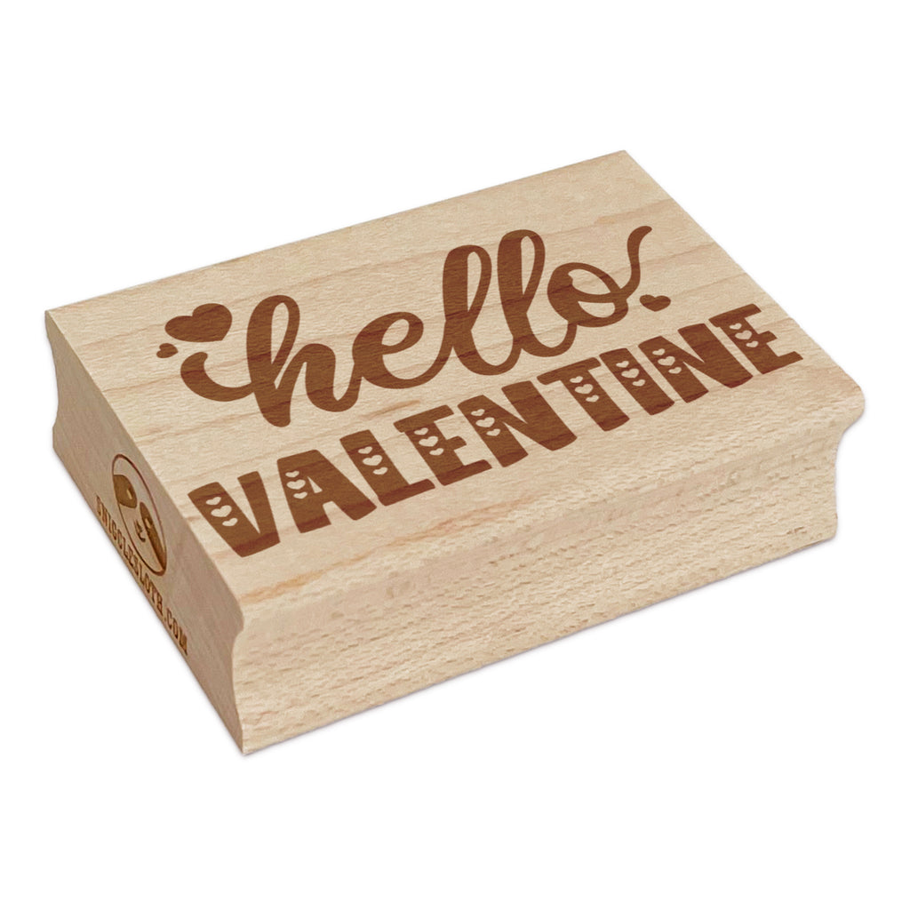 Hello Valentine Love Valentine's Day Rectangle Rubber Stamp for Stamping Crafting