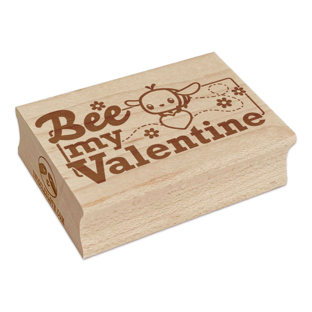 Bee My Valentine Valentine's Day Rectangle Rubber Stamp for Stamping Crafting