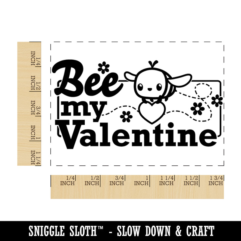 Bee My Valentine Valentine's Day Rectangle Rubber Stamp for Stamping Crafting