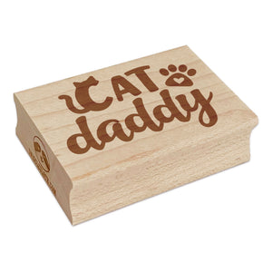 Cat Daddy Paw Print Rectangle Rubber Stamp for Stamping Crafting