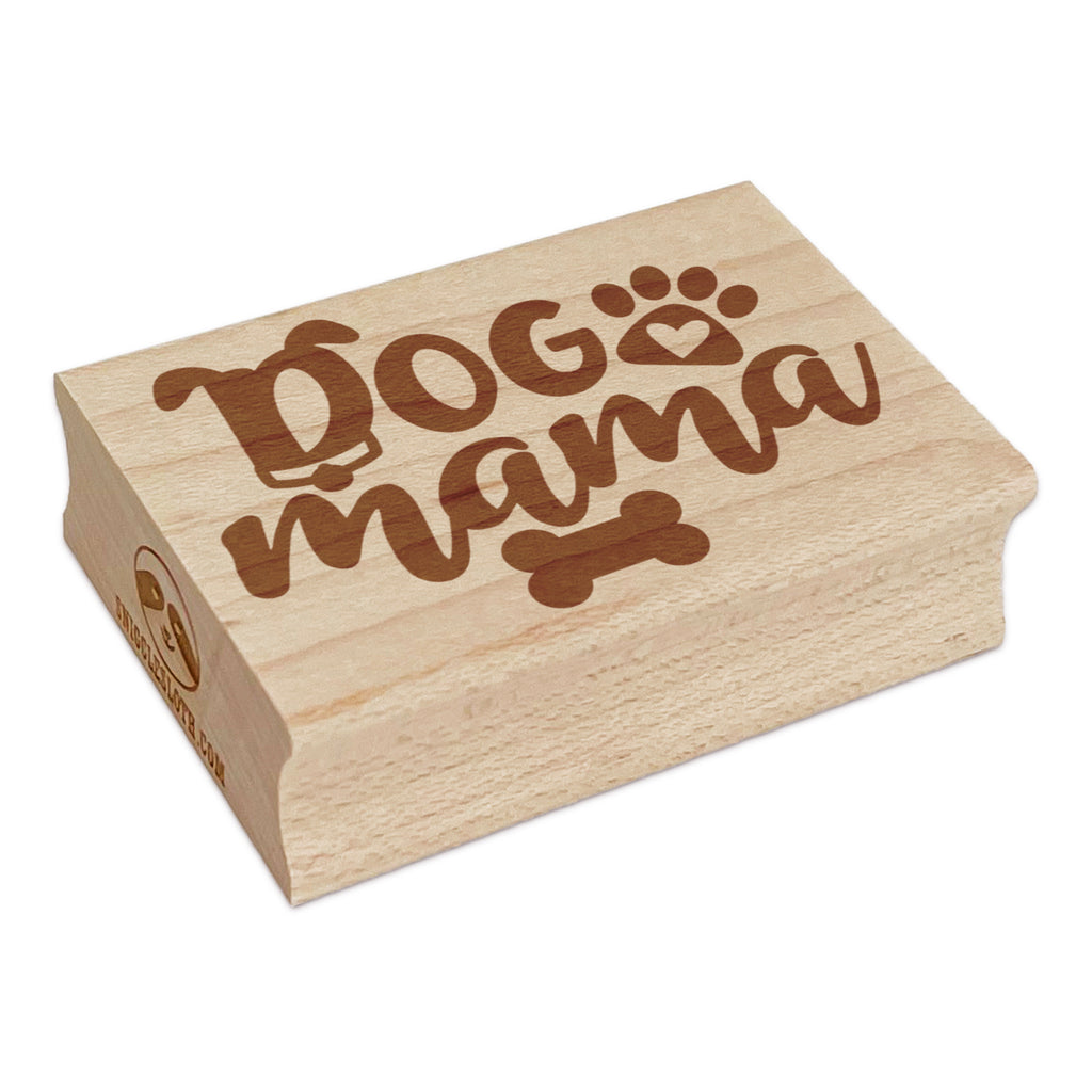 Dog Mama Mom Paw Print Rectangle Rubber Stamp for Stamping Crafting