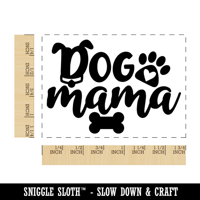 Dog Mama Mom Paw Print Rectangle Rubber Stamp for Stamping Crafting