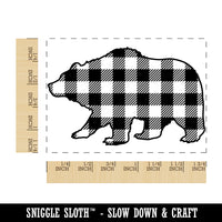 Plaid Grizzly Bear Buffalo Print Rectangle Rubber Stamp for Stamping Crafting