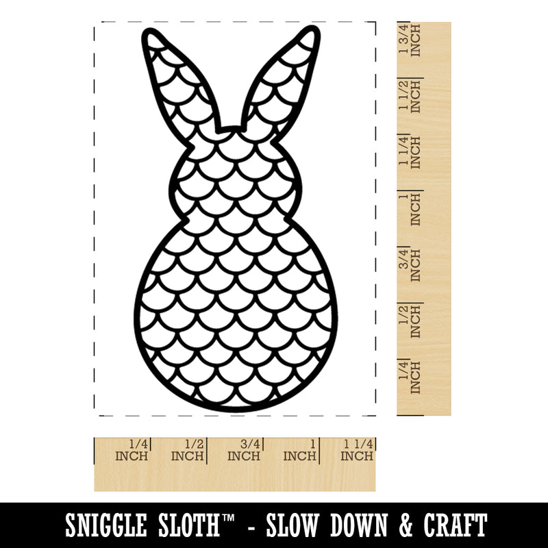 Bunny Pattern Mermaid Scales Easter Rabbit Rectangle Rubber Stamp for Stamping Crafting
