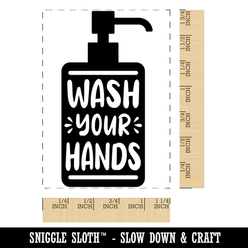 Wash Your Hands Soap Sanitizer Rectangle Rubber Stamp for Stamping Crafting