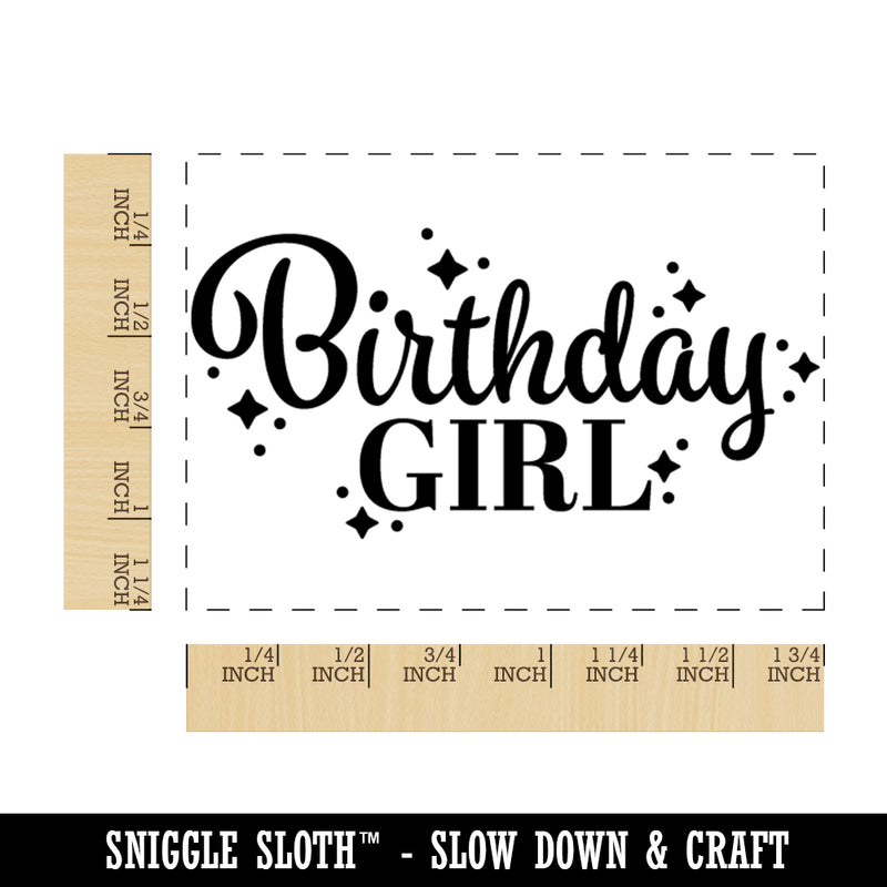 Birthday Girl Celebration Stars and Dots Rectangle Rubber Stamp for Stamping Crafting