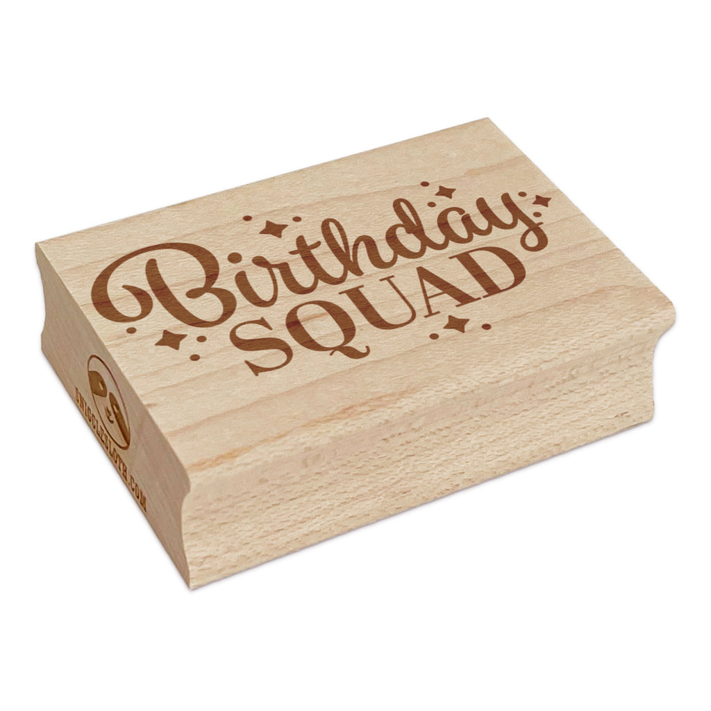 Birthday Squad Celebration Stars and Dots Rectangle Rubber Stamp for Stamping Crafting