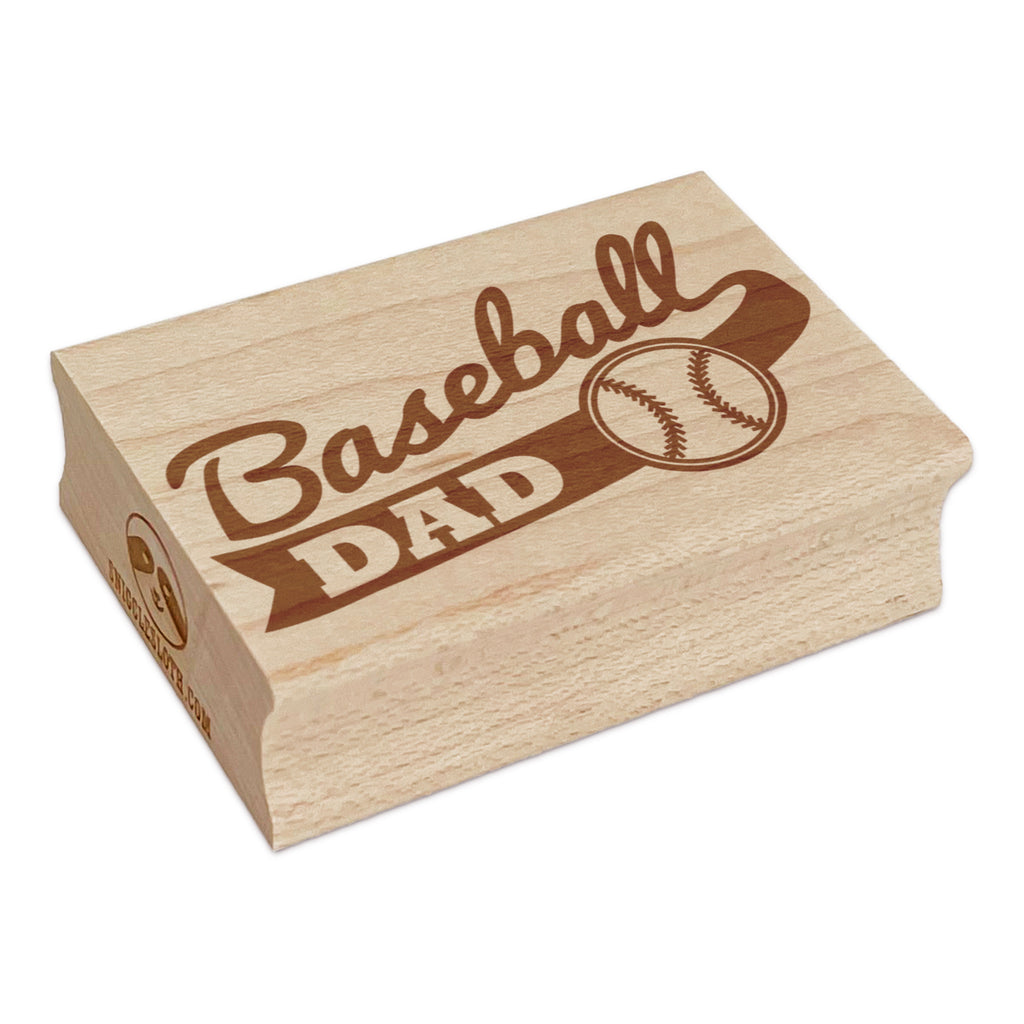 Baseball Dad Banner Rectangle Rubber Stamp for Stamping Crafting