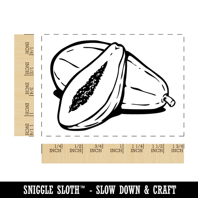 Papaya Tropical Fruit Rectangle Rubber Stamp for Stamping Crafting