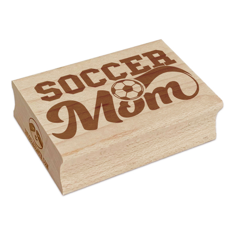 Soccer Mom Text with Ball Rectangle Rubber Stamp for Stamping Crafting