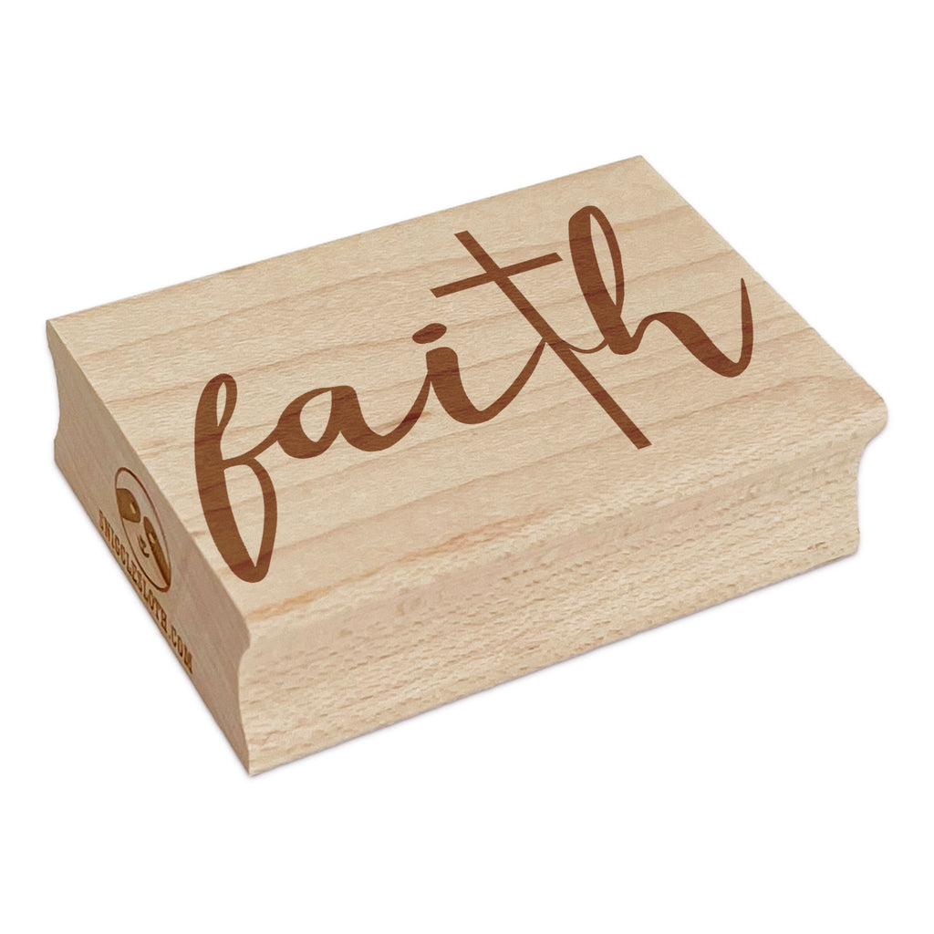 Inspirational Faith with Cross Christianity Hope Love Rectangle Rubber Stamp for Stamping Crafting