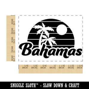 Bahamas Destination Tropical Sunset with Palm Trees Rectangle Rubber Stamp for Stamping Crafting