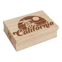 California Destination Tropical Sunset with Palm Trees Rectangle Rubber Stamp for Stamping Crafting