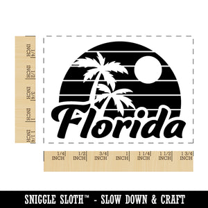 Florida Destination Tropical Sunset with Palm Trees Rectangle Rubber Stamp for Stamping Crafting