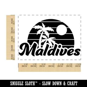 Maldives Destination Tropical Sunset with Palm Trees Rectangle Rubber Stamp for Stamping Crafting