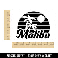 Malibu Destination Tropical Sunset with Palm Trees Rectangle Rubber Stamp for Stamping Crafting