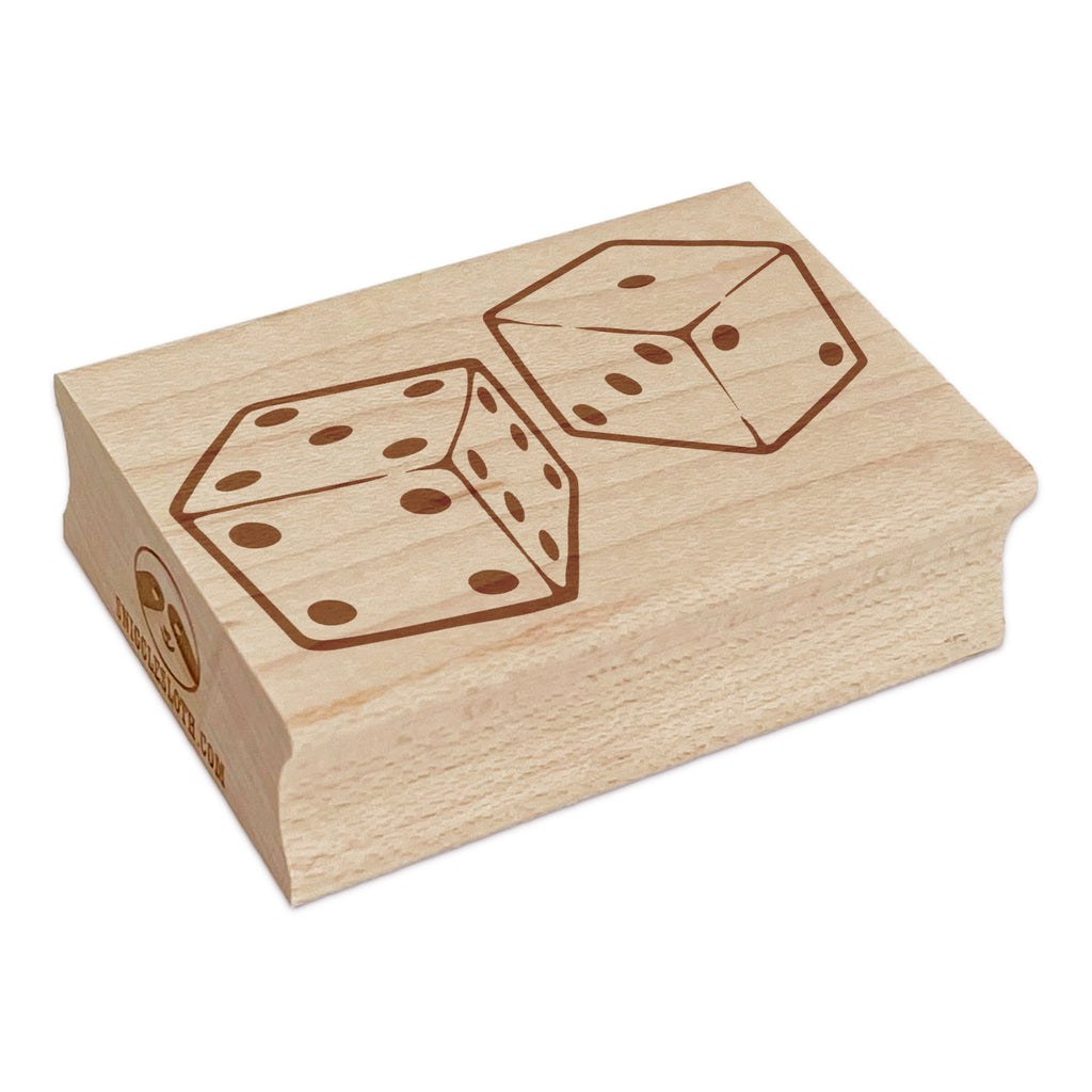 Pair of Gaming Dice Rectangle Rubber Stamp for Stamping Crafting