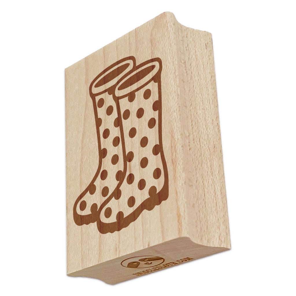 Polka Dot Rain Boots Rectangle Rubber Stamp for Stamping Crafting