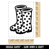 Polka Dot Rain Boots Rectangle Rubber Stamp for Stamping Crafting