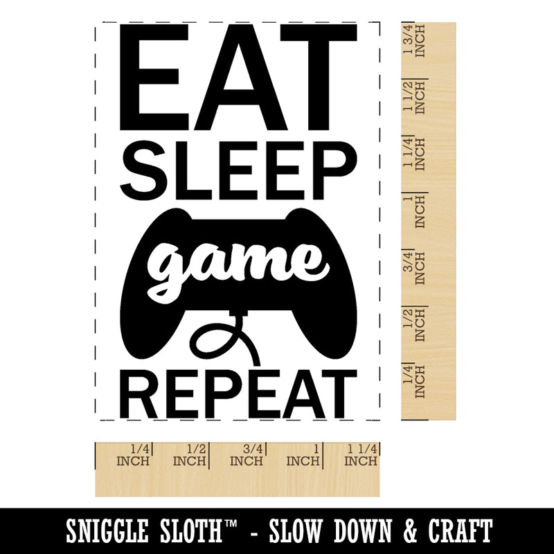 Eat Sleep Game Repeat Console Controller Rectangle Rubber Stamp for Stamping Crafting