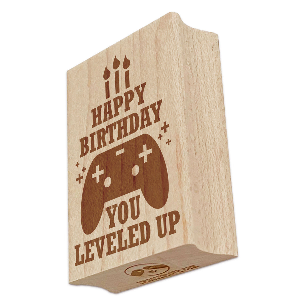 Happy Birthday You Leveled Up Gamer Controller Rectangle Rubber Stamp for Stamping Crafting