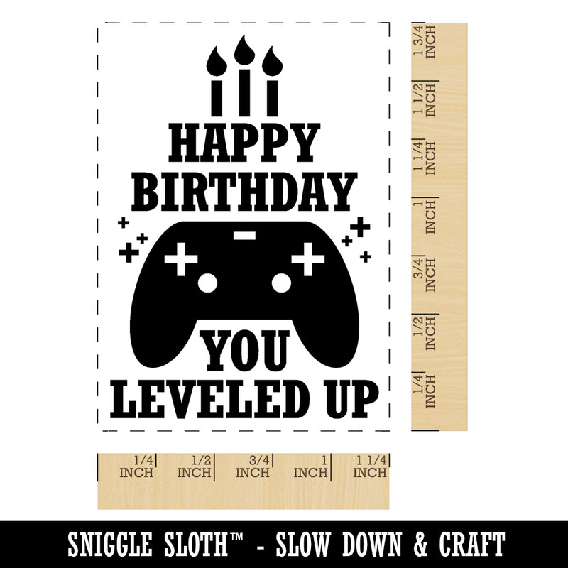 Happy Birthday You Leveled Up Gamer Controller Rectangle Rubber Stamp for Stamping Crafting