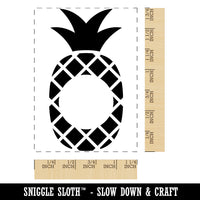 Pineapple Silhouette Circle Initial Monogram Rectangle Rubber Stamp for Stamping Crafting