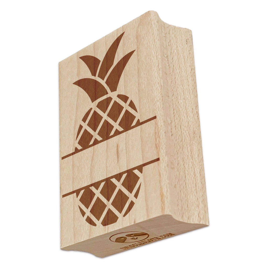 Pineapple Silhouette Split Frame Name Monogram Rectangle Rubber Stamp for Stamping Crafting