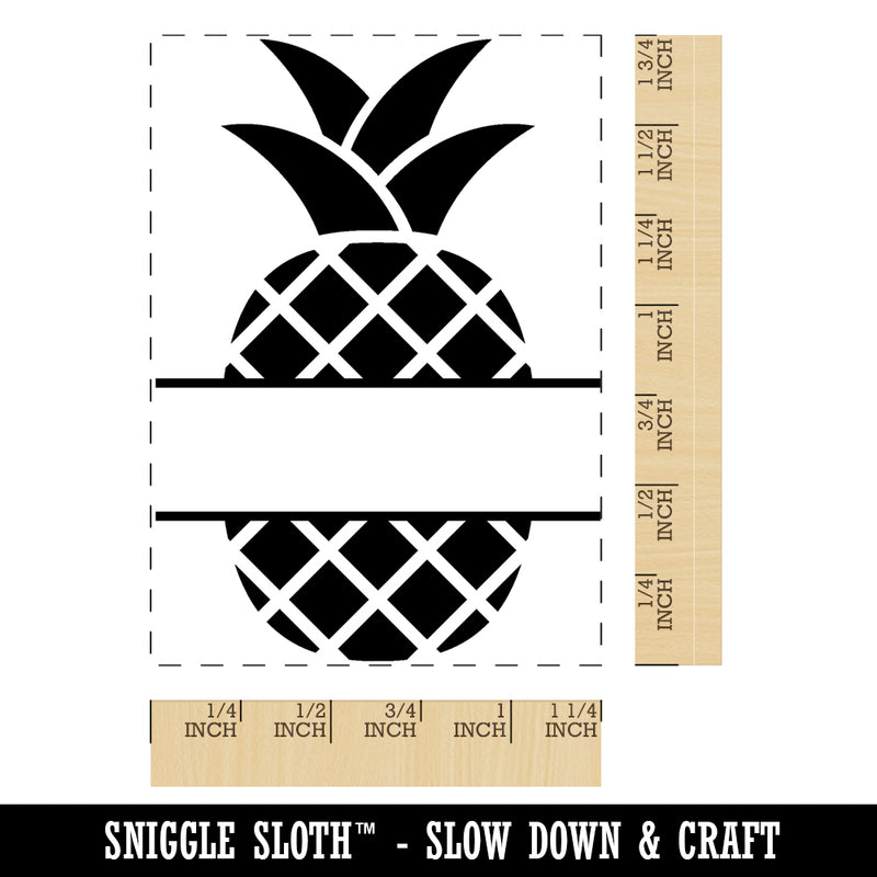 Pineapple Silhouette Split Frame Name Monogram Rectangle Rubber Stamp for Stamping Crafting