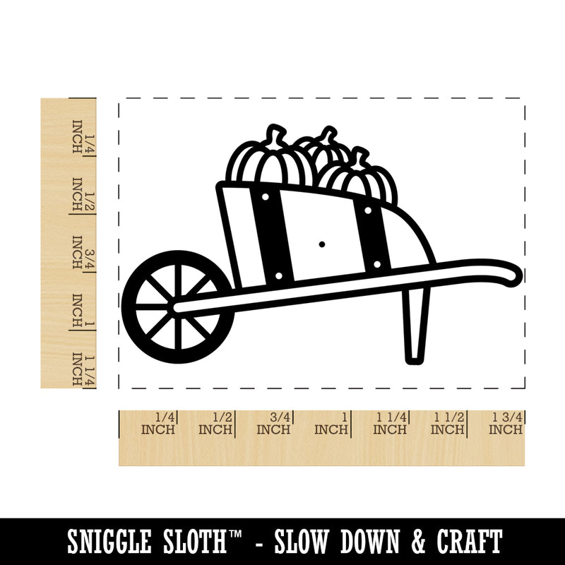 Fall Pumpkin Wheelbarrow Rectangle Rubber Stamp for Stamping Crafting