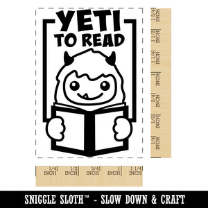 Yeti to Read with Book Rectangle Rubber Stamp for Stamping Crafting