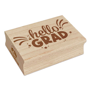 Hello Grad Graduation Rectangle Rubber Stamp for Stamping Crafting