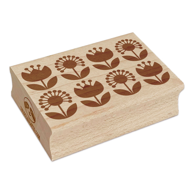 Scandinavian Flowers Rectangle Rubber Stamp for Stamping Crafting