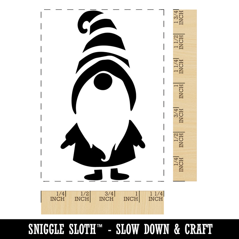 Gnome Striped Hat Rectangle Rubber Stamp for Stamping Crafting