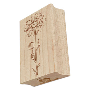 Hand Drawn Daisy Flower Rectangle Rubber Stamp for Stamping Crafting