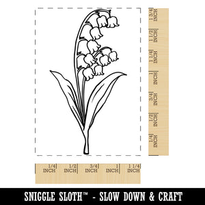 Hand Drawn Lily of the Valley Flower Rectangle Rubber Stamp for Stamping Crafting