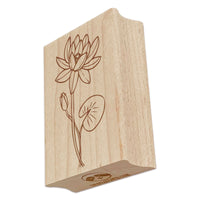 Hand Drawn Water Lily Flower Rectangle Rubber Stamp for Stamping Crafting