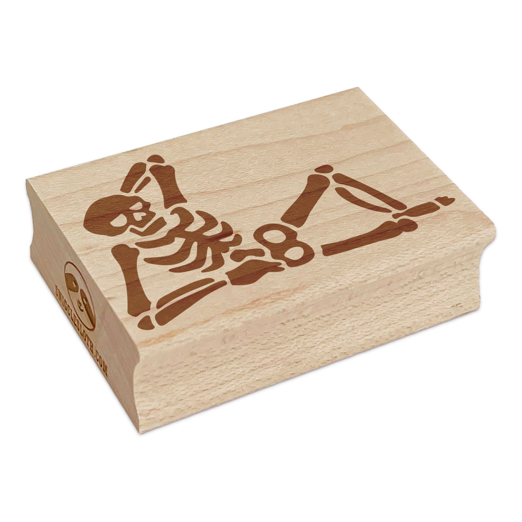 Funny Skeleton in Seductive Recline Pose Rectangle Rubber Stamp for Stamping Crafting