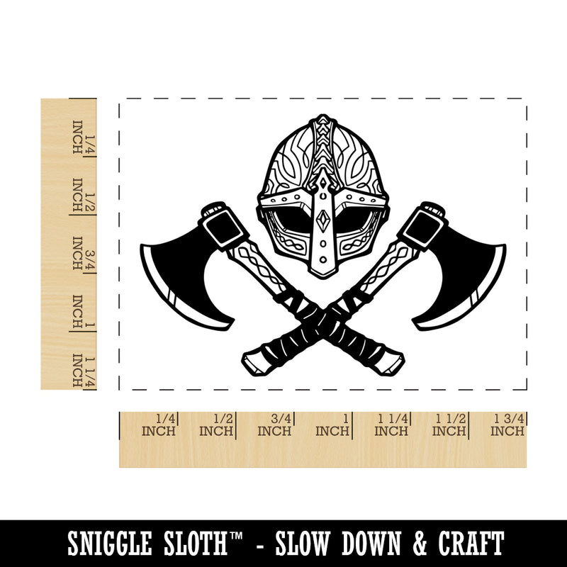 Norse Viking Helmet Battle Axe Rectangle Rubber Stamp for Stamping Crafting