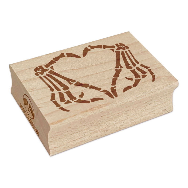 Skeleton Bone Hands Making Heart Rectangle Rubber Stamp for Stamping Crafting