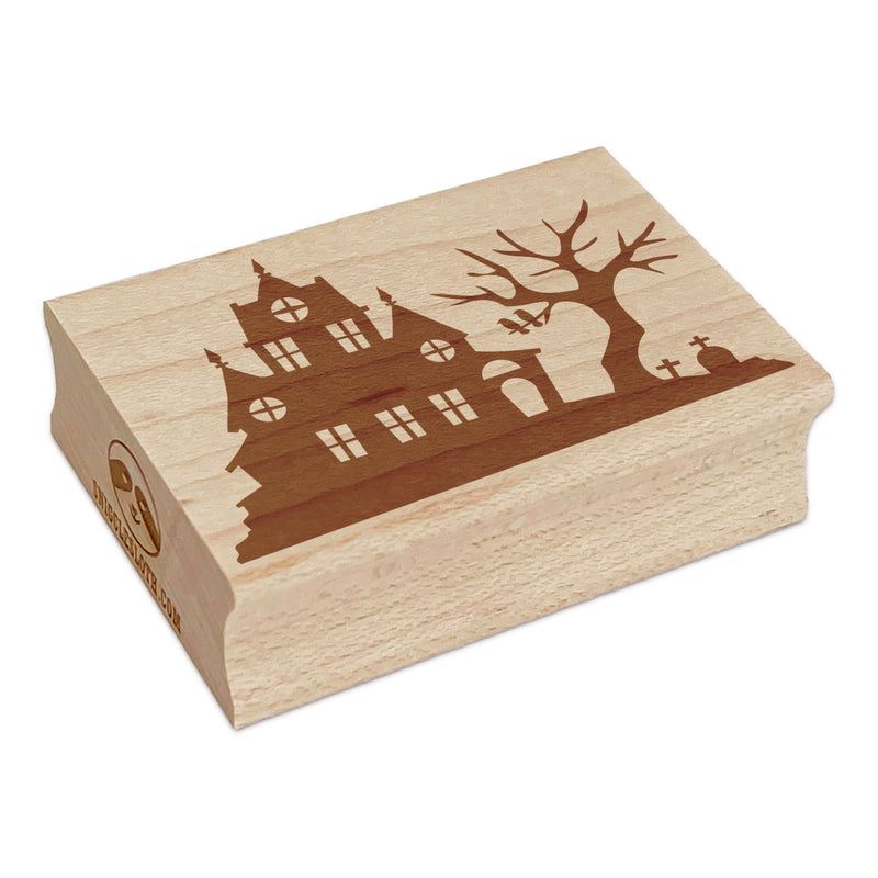 Spooky Haunted House Halloween Grave Stones Rectangle Rubber Stamp for Stamping Crafting