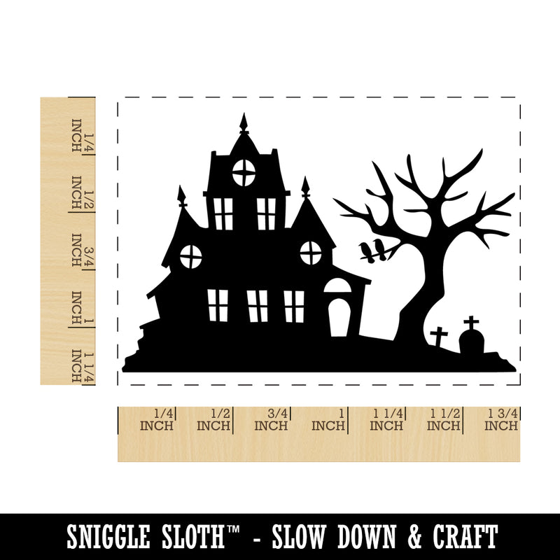 Spooky Haunted House Halloween Grave Stones Rectangle Rubber Stamp for Stamping Crafting