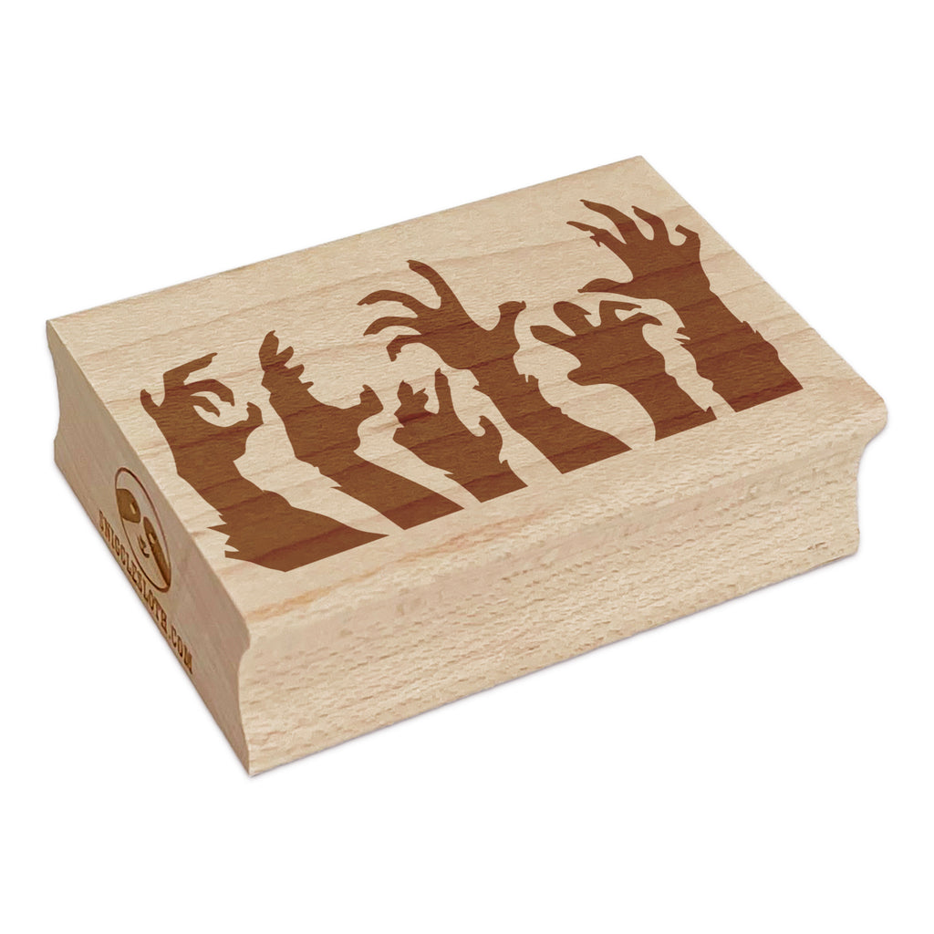 Zombie Hands Monsters Halloween Rectangle Rubber Stamp for Stamping Crafting