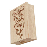 Angry Charging Tyrannosaurus Rex T-Rex Dinosaur Rectangle Rubber Stamp for Stamping Crafting