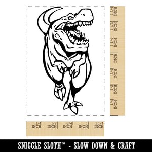 Angry Charging Tyrannosaurus Rex T-Rex Dinosaur Rectangle Rubber Stamp for Stamping Crafting